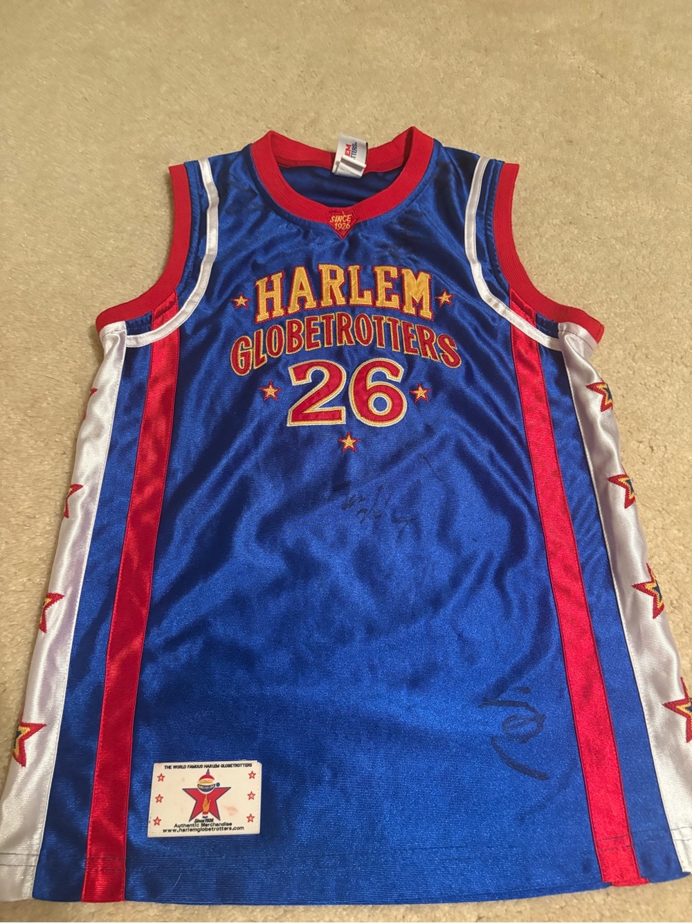 Official Harlem Globetrotters #26 Kris "Hi-Lite" Bruton Jersey -Med- AUTOGRAPHED